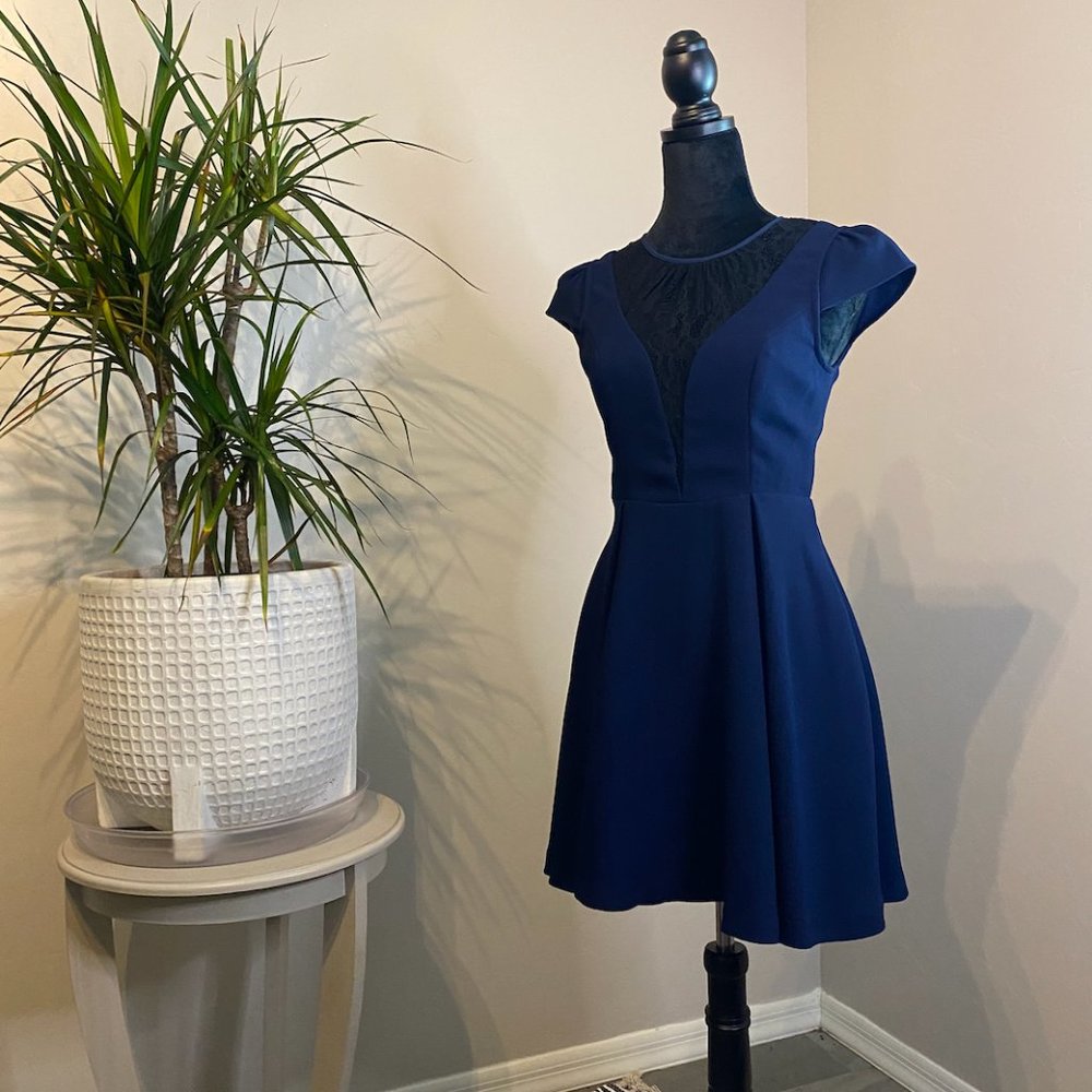 BCBGeneration Navy Blue Lace Back Dress